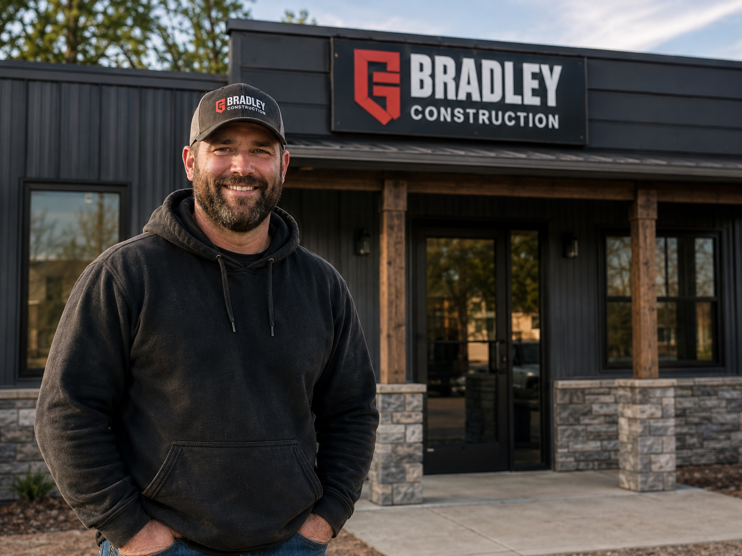 Local business owner standing proudly in front of their storefront